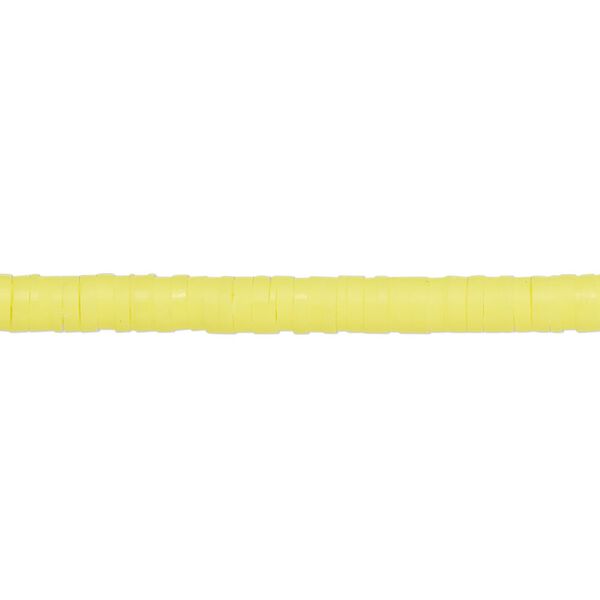 Bead, polymer clay, opaque bright yellow, 4x1mm heishi. Sold per pkg of (2) 15-1/2" to 16" strands. image number 0