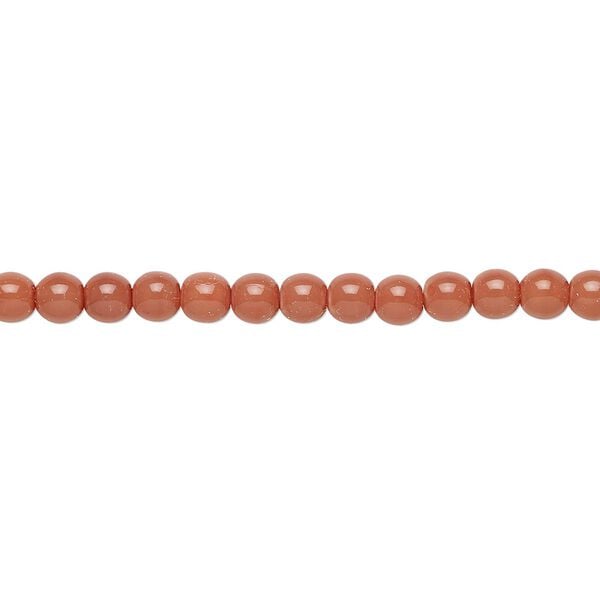 Bead, Czech dipped décor glass druk, opaque rose, 4mm round. Sold per 15-1/2" to 16" strand. image number 0
