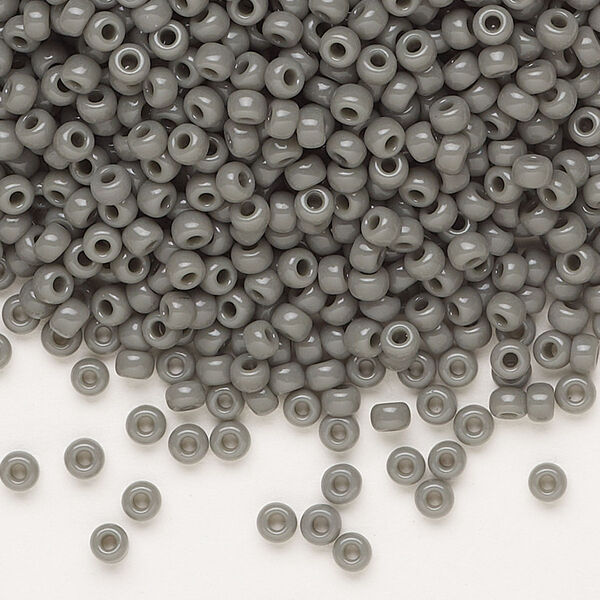 Seed bead, Miyuki, glass, pkg/250g, #8 rocaille, opaque grey, (RR-499). image number 0