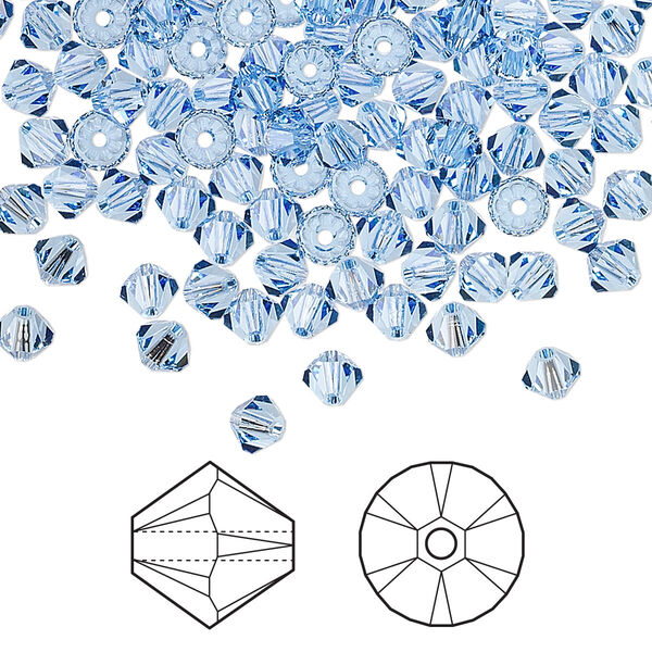Bead 1440pk light sapphire, Swarovski® 4mm XILION bicone 5328 image number 0