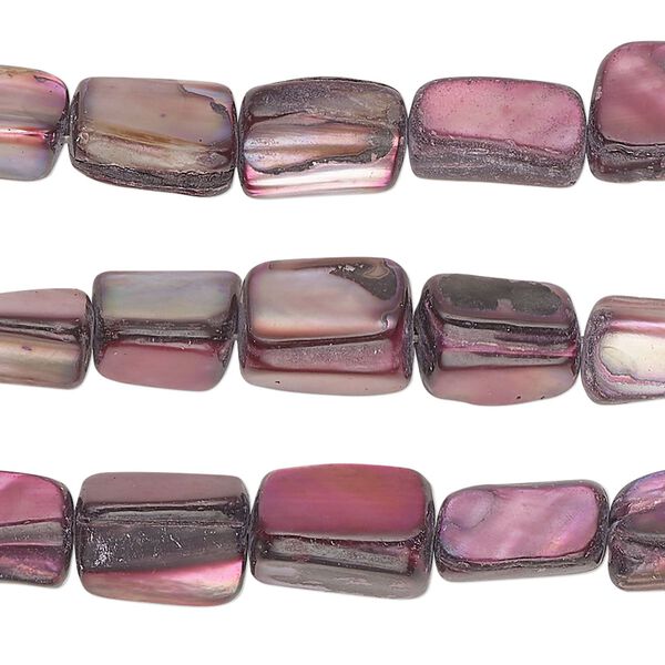 Bead, mother-of-pearl shell (dyed), magenta, medium to large chip and 10x7-11x8mm stick, Mohs hardness 3-1/2. Sold per pkg of (3) 15-inch strands. image number 0