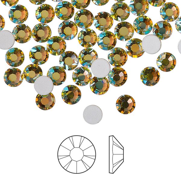 Flat back 144pk acid yellow AB foil back, Preciosa MAXIMA Czech crystal rhinestone 4.6-4.8mm chaton rose round SS20 image number 0