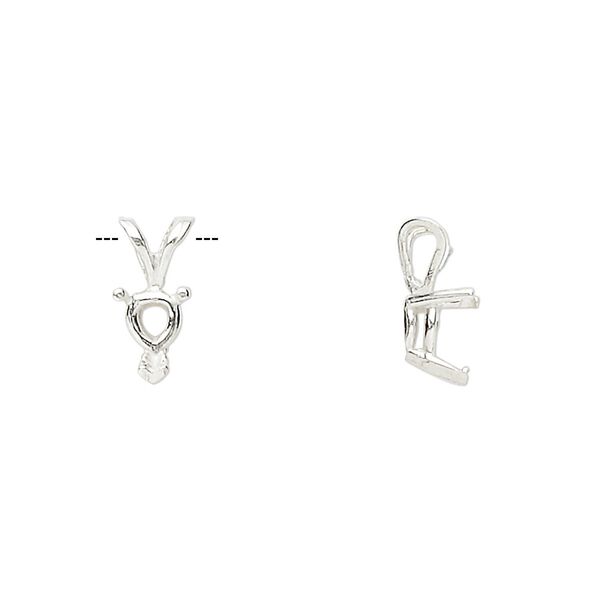 Pendant, Sure-Set™, sterling silver, 6mm 3-prong heart basket setting. Sold individually. image number 0