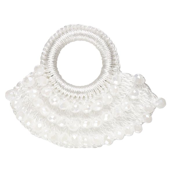 Focal, glass / nylon / steel, white AB, 60x48mm open round with bib. Sold per pkg of 2. image number 0