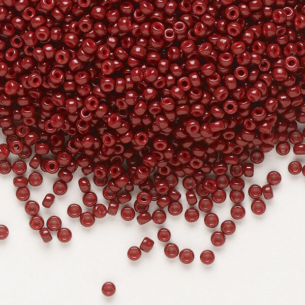Seed bead, Miyuki, glass, pkg/25g, #11 rocaille, Duracoat® opaque outside dyed maroon, (RR-4470). image number 0