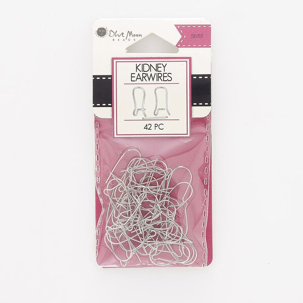 Ear wire kidney 1pkg42 "pewter" (zinc-based alloy), 17mm, silver-finished 21 pair image number 0