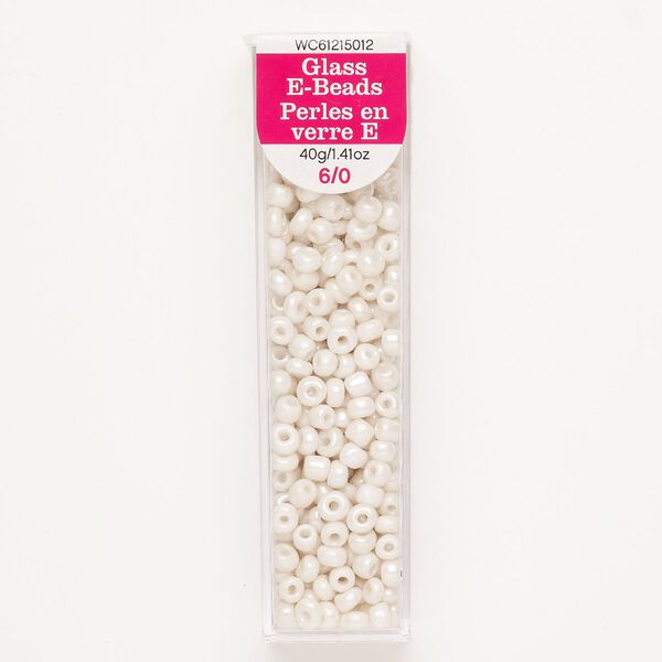 Seed bead glass 1pk #6 round, opaque cream, 40 gram image number 0