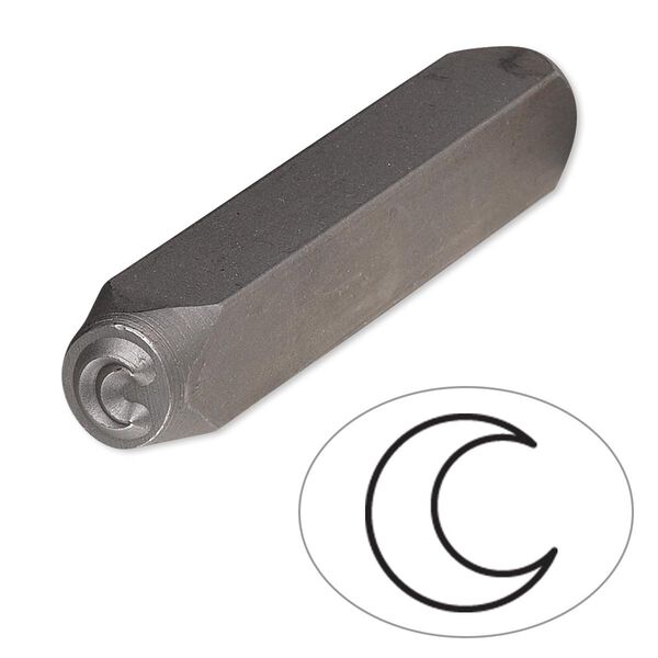 Stamp punch, tempered chrome vanadium steel, 5x4mm crescent moon, 2-3/4 x 3/8 inches. Sold individually. image number 0