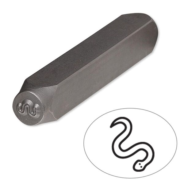 Stamp punch, tempered chrome vanadium steel, 6x3.5mm snake, 2-3/4 x 3/8 inches. Sold individually. image number 0