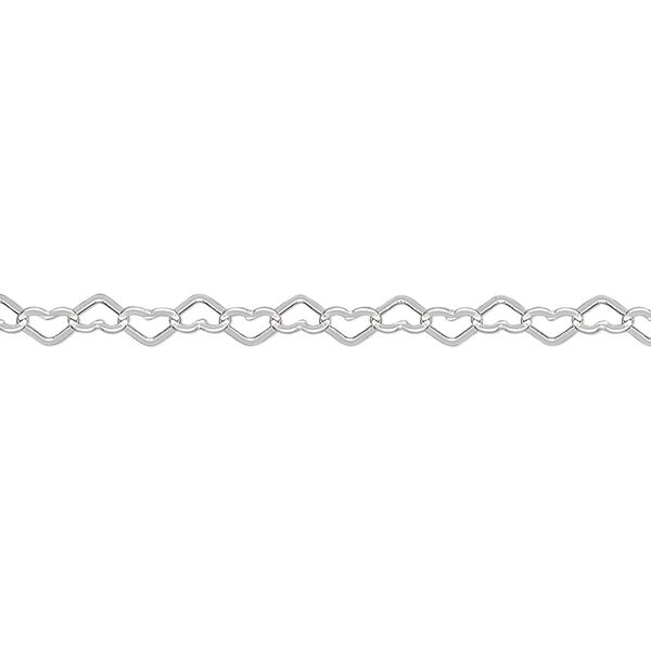 Chain, sterling silver, 3.5mm flat heart cable. Sold per 25-foot spool. image number 0