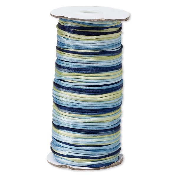 Cord, Satinique™, satin, ocean, 2mm regular. Sold per 400-foot spool. image number 0
