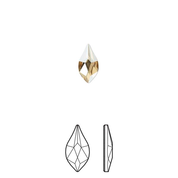 Flat back 12pk crystal golden shadow foil back, Crystal Passions® 10x5mm flame 2205 image number 0