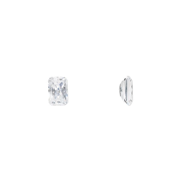 Gem, cubic zirconia, spinel white, 6x4mm faceted emerald-cut, Mohs hardness 8-1/2. Sold per pkg of 2. image number 0