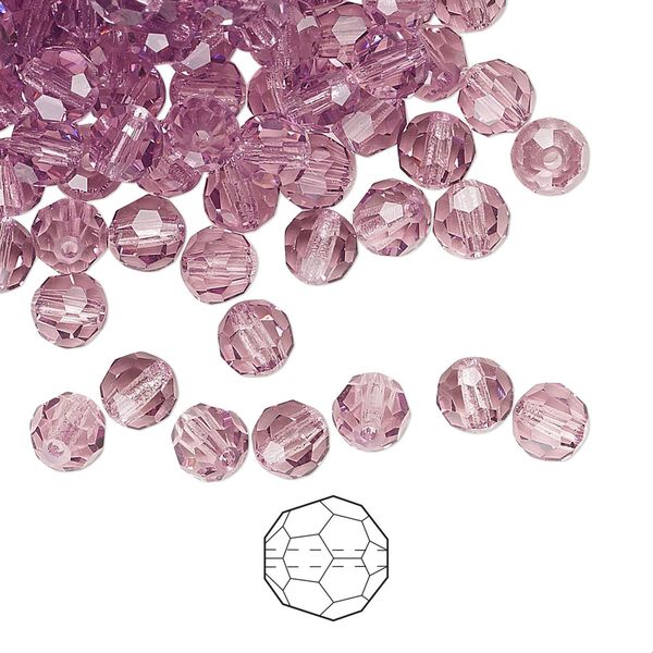 Bead 24pk light amethyst, Preciosa Czech crystal 5mm round image number 0