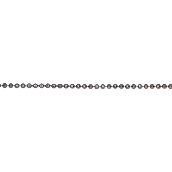 Chain, black-finished brass, 1.2mm faceted ball. Sold per 5-ft section. image number 0