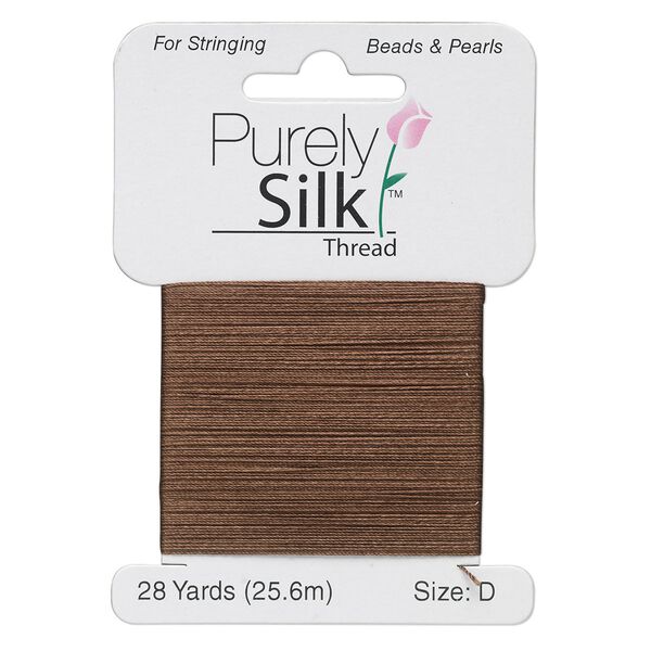 Thread, Purely Silk™, chestnut, size D. Sold per 28-yard card. image number 0