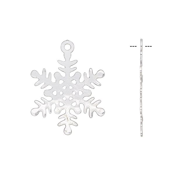 Charm, silver-finished brass, 22x22mm double-sided snowflake. Sold per pkg of 10. image number 0
