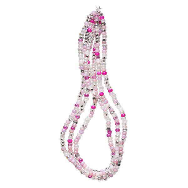 Seed bead, glass, pkg/36inch, #6 rondelle, opaque multi-purple. image number 0