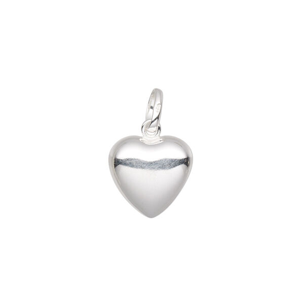 Charm, sterling silver, 12mm puffed heart. Sold per pkg of 2. image number 0