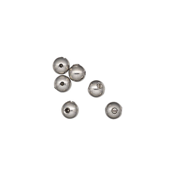 Crimp, Screw-Tite Crimps™, stainless steel, 4.5mm round, for wire up to 0.024 inches. Sold per pkg of 6. image number 0