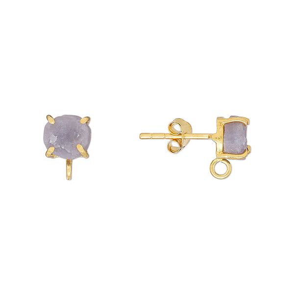 Sterling silver / tanzanite 1pkg2, rough nugget earstud / closed loop gold-plated 5-7mm image number 0