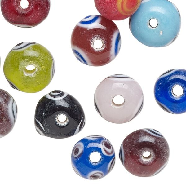 Bead mix, lampworked glass, opaque and translucent mixed colors, 11x7mm rondelle. Sold per 2-ounce pkg, approximately 30 beads. image number 0