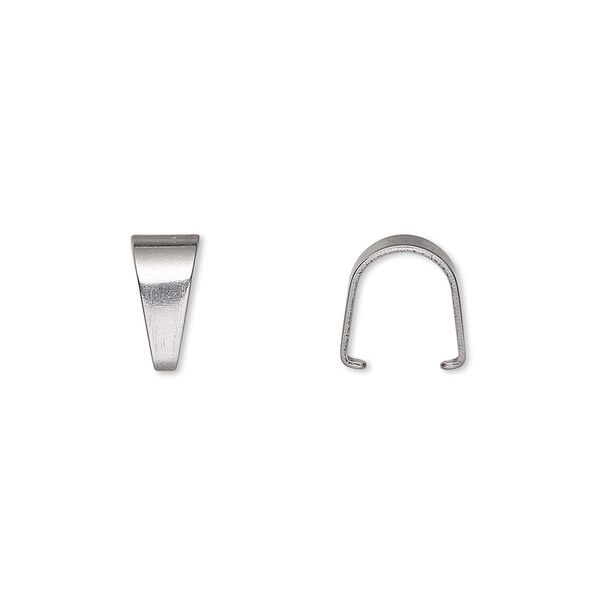 Bail, ice-pick, stainless steel, 10x6mm, 9mm grip length. Sold per pkg of 10. image number 0