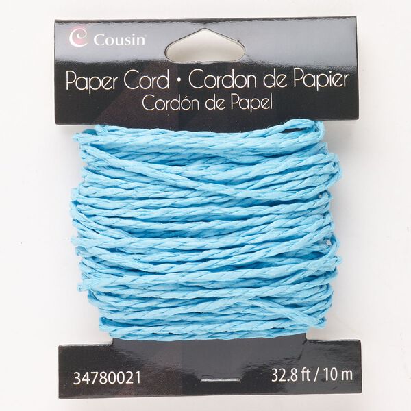 Cord, paper, pkg/10m, baby blue, 2-3mm twisted round. image number 0