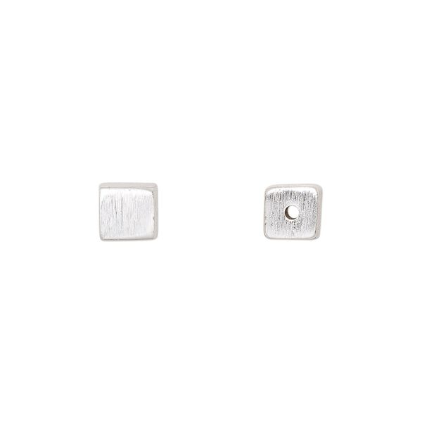 Bead, sterling silver, 6x6mm satin cube. Sold individually. image number 0