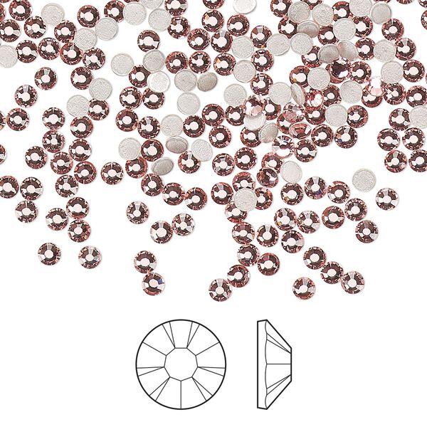 Flat back 144pk light rose foil back, Preciosa MAXIMA Czech crystal hotfix rhinestone 2.3-2.5mm chaton rose round SS8 image number 0