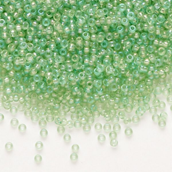 Seed bead, Preciosa Ornela Czech glass, pkg/500g, #11 rocaille, translucent solgel dyed rainbow lime, (41161). image number 0