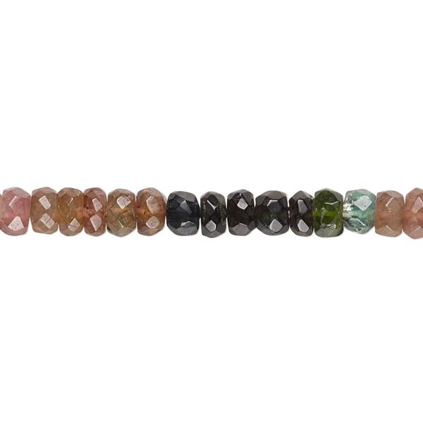 Multi-tourmaline 1pkg1, hand-cut faceted rondelle bead natural 15.5-16 inch 5x2mm image number 0
