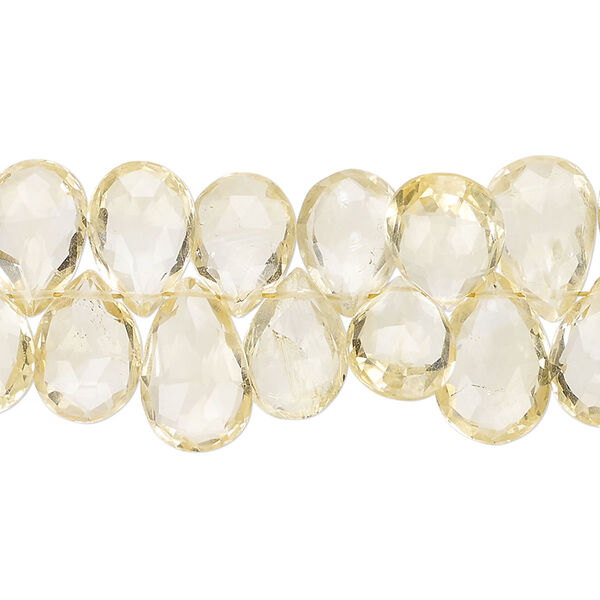 Citrine 1pkg1, hand-cut top-drilled faceted puffed teardrop bead 8 inch 9x6mm-12x9mm image number 0