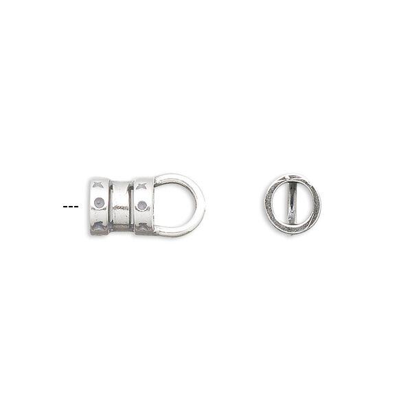 Crimp end, antiqued sterling silver, 6.5x6mm tube with loop. Sold per pkg of 2. image number 0