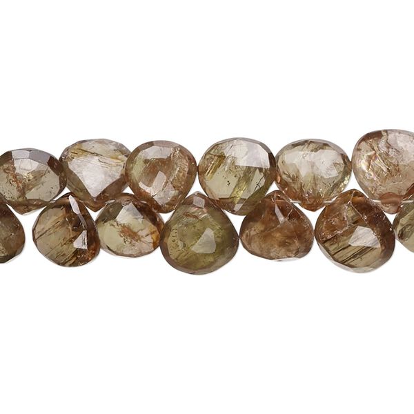 Andalusite 1pkg1, hand-cut top-drilled faceted puffed teardrop bead natural 8 inch graduated 7-10mm image number 0