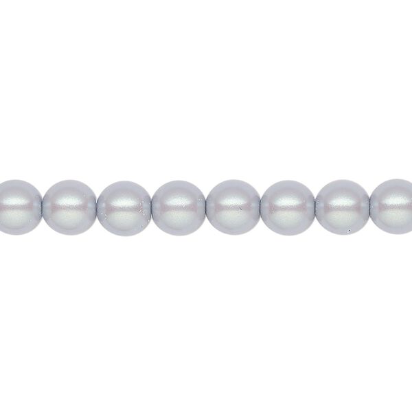 Pearl 200pk pearlescent grey, Preciosa Czech crystal 6mm round image number 0