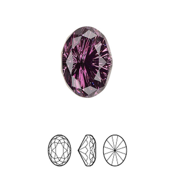 Fancy stone 1pk amethyst foil back, Crystal Passions® 18x13mm magical oval 4160 image number 0
