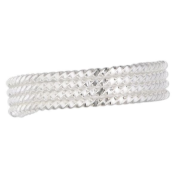 French wire, silver-plated copper, 1.5mm fancy twist. Sold per approximately 13-1/2 to 15 inch strand. image number 0