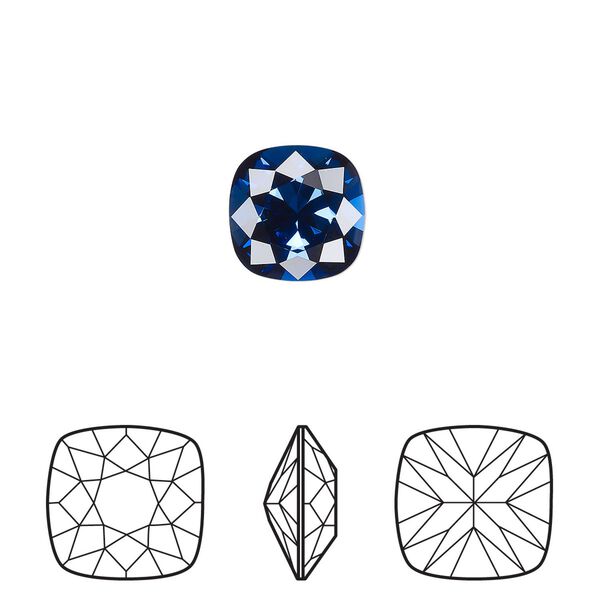 Fancy stone 2pk dark sapphire foil back, Crystal Passions® Regenerated 10mm cushion 4470 image number 0