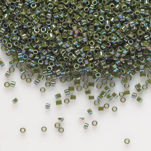 Seed bead, Delica®, glass, pkg/50g, #11 round, opaque rainbow avocado (DB-1575). image number 0