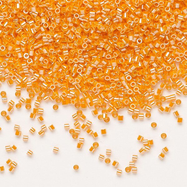 Seed bead, Delica®, glass, pkg/7.5g, #15 round, opaque luster mandarin orange (DBS-1563). image number 0