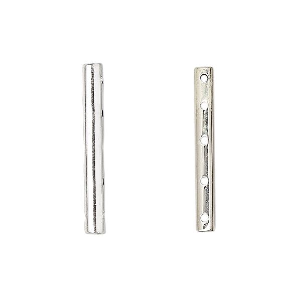 Spacer bar, sterling silver, 25x3mm 5-strand round tube. Sold individually. image number 0