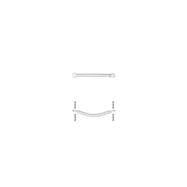 Link, silver-plated brass, 20x3mm curved bar. Sold per pkg of 20. image number 0