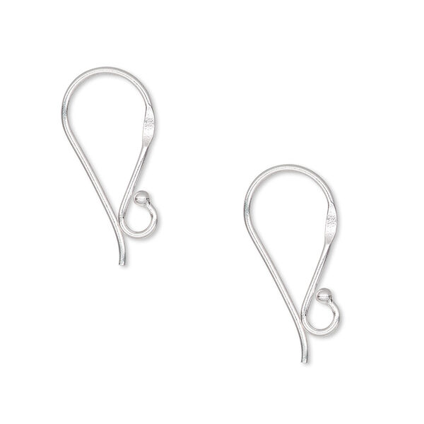 Ear wire, Hill Tribes, sterling silver, 18mm fishhook with ball and open loop, 20 gauge. Sold per pair. image number 0