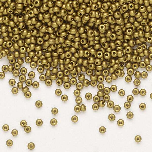 Seed bead, Preciosa Ornela Czech glass, pkg/500g, #11 rocaille, opaque soft bronze metallic alabaster, (01720). image number 0