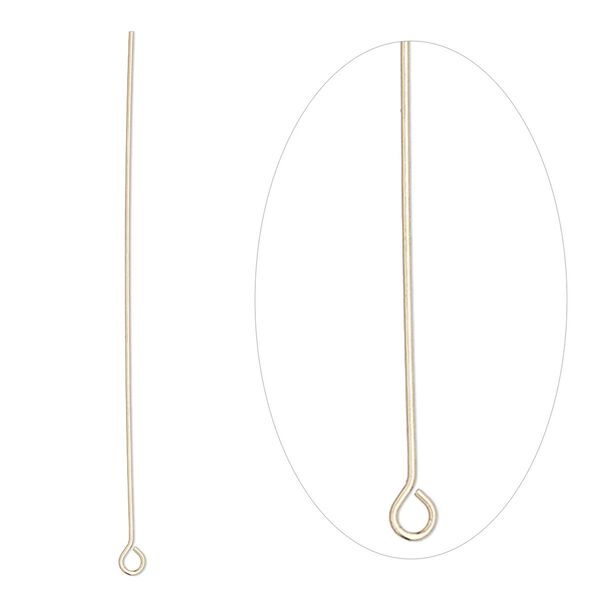 Eye pin, 14Kt gold-filled, 1-1/2 inches, 26 gauge. Sold per pkg of 2. image number 0