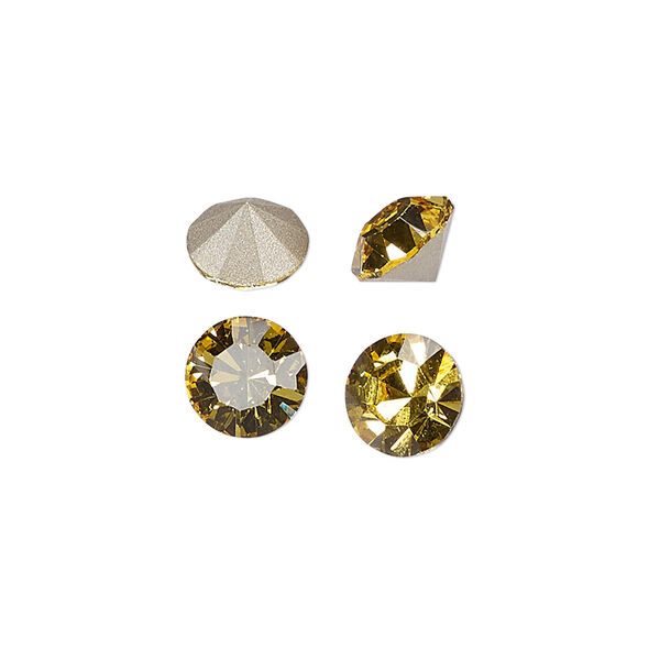 Chaton 48pk light topaz foil back, Preciosa MAXIMA Czech crystal rhinestone 8.16-8.41mm 15-cut faceted round SS39 image number 0