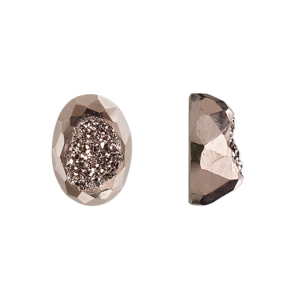 Druzy agate 1pkg1, hand-cut calibrated faceted oval cab 14x10mm image number 0