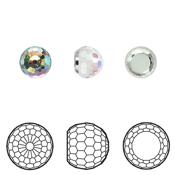 Fancy stone 2pk crystal AB CAL VZ, Crystal Passions® 8mm ball 4869 image number 0