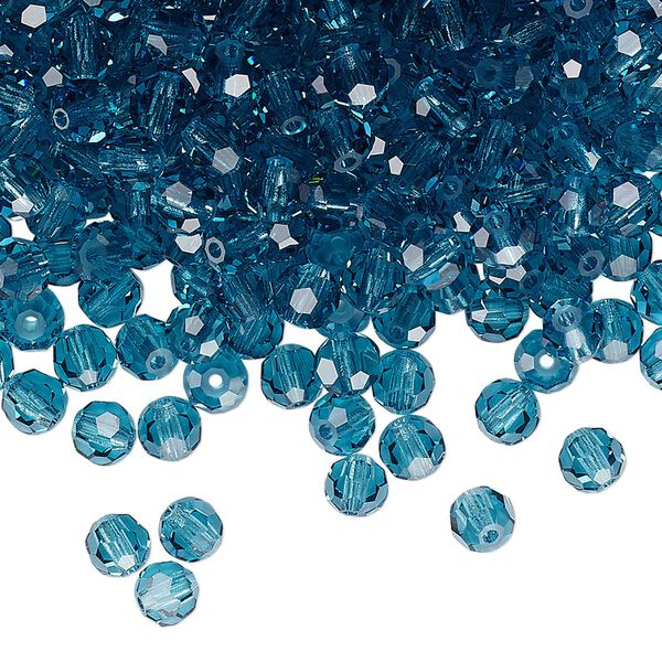 Bead 144pk indicolite, Preciosa Czech crystal 4mm round image number 0